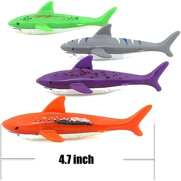 Dyksportleksak för Pool - Undervattenkastande Torpedohaj, 4-pack