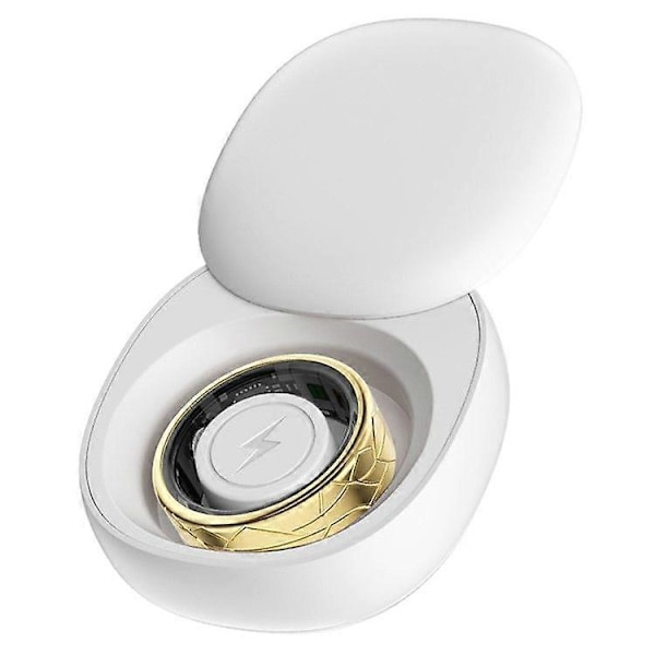 17,4 mm~21,5 mm Smartring med sprickdesign, multifunktionell hälsoövervakning och laddningsetui Size 9 Gold