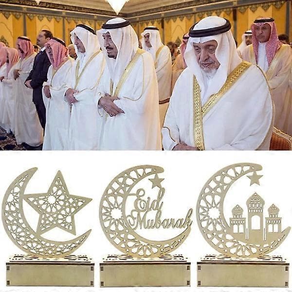 3 stk. Ramadan Lantern LED Tre Måne Stjerne Lys Dekorasjon Ramadan Eid Hjem Dekor Ramadan Dekorasjon