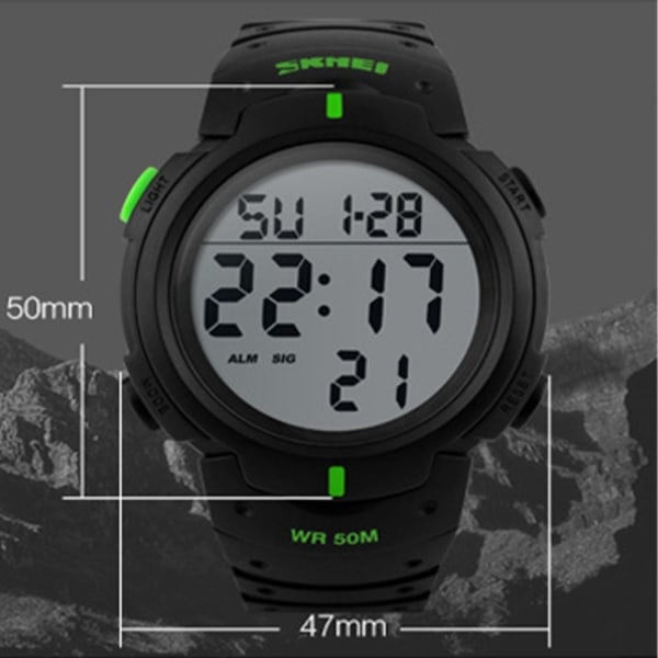 Herre Sports Ure LED Digital Ur Army Green