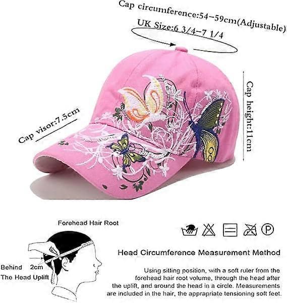 Sommerfugl Full Broderte Dame Baseball Caps Mote Paljetter Justerbar Stropp Bomull Damehatter Sollys Bowlerhatt