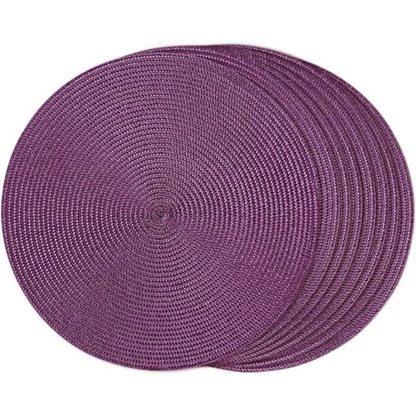 Sett med 8 PP-bordbrikker, vaskbare, sklisikre, slitesterke, 38 cm i diameter, kaffefarge.