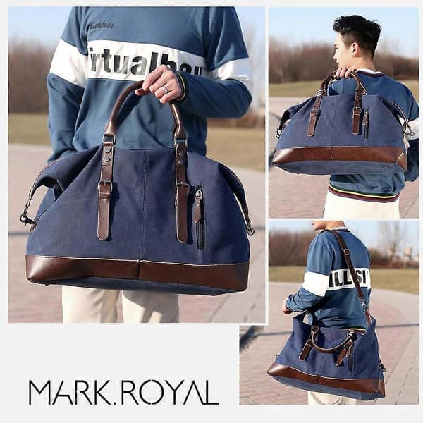 Lærred Læder Mænd Rejsetasker Håndbagage Tasker Mænd Duffel Tasker Håndtaske Rejse Gray