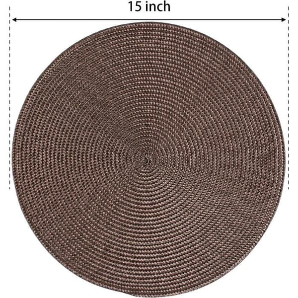 Set med 8 PP-bordstabletter, tvättbara, halkfria, slitstarka, 38 cm i diameter, kaffefärg.