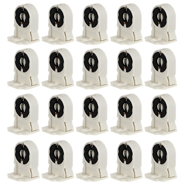 20pcs T8/g13 Fluorescent Lamp Holder Heat-resistant Lamp Holder Household Light Tube Holder For Home Office Bedroom (white)