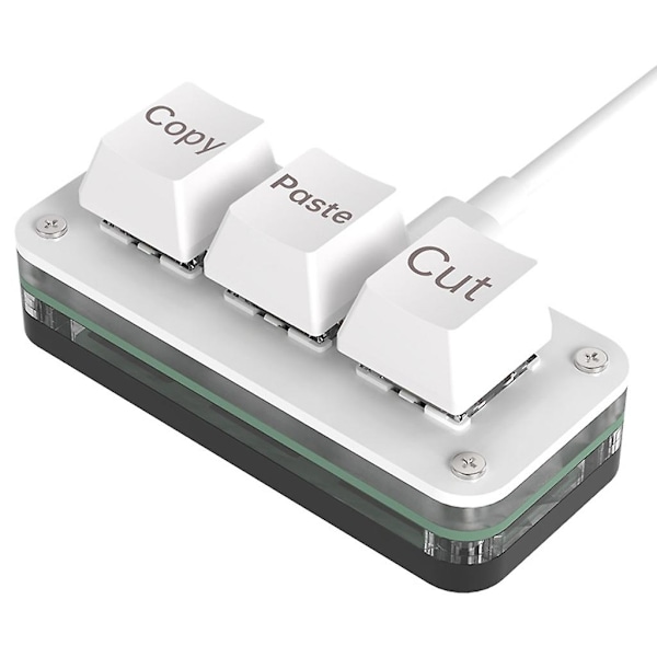 RGB 3-knappars Mini Tangentbord Programmerbart Makro Tangentbord Typ-C Anpassningsbart Mekaniskt Speltangentbord för E-sport Speltablett White