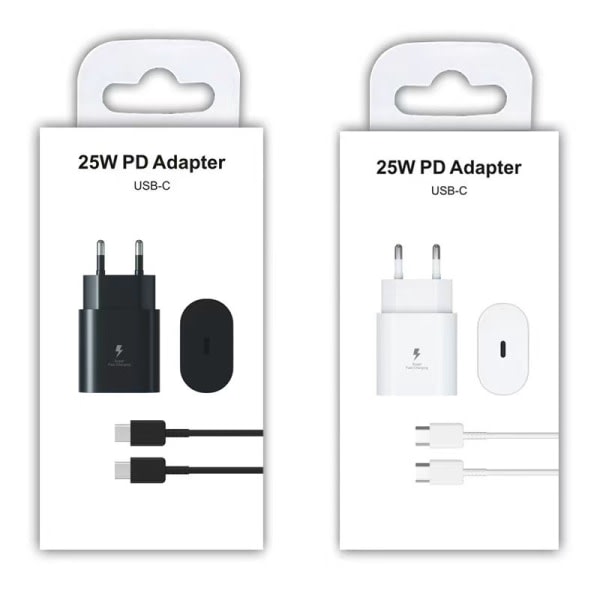 Samsung Pd25w Super raskt ladekontakt S23 e Lader S22 Samsung 25W Charging Plug  White