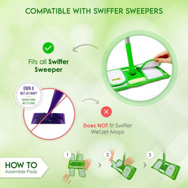 FOR Swiffer Sweeper Flat Hook Mop 12 tommer genanvendelig moppe