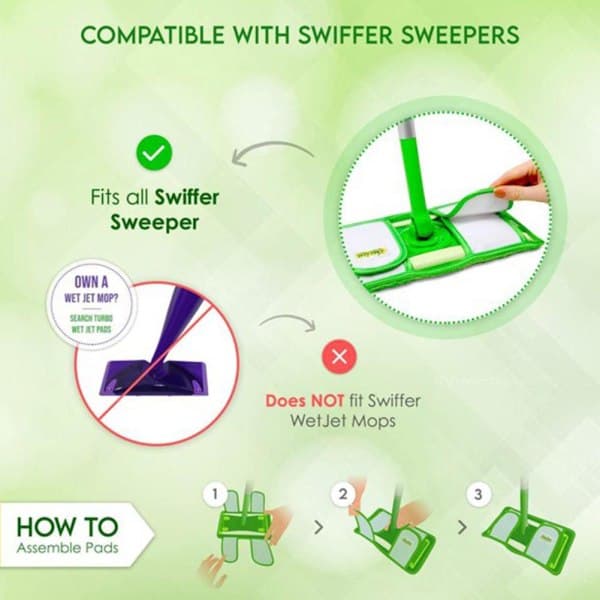 FOR Swiffer Sweeper Flat Hook Mop 12 tommers gjenbrukbar mopp