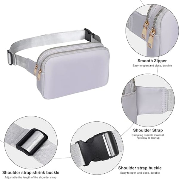 Bumbag för damer, Fanny Pack för kvinnor Svart modeväska för vandring Löpning Promenader grey