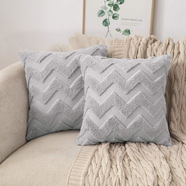 Sett med 2 putetrekk i ull imitert pels pynteputer med plysj hjemmekputer for sofa soverom stue beskytter