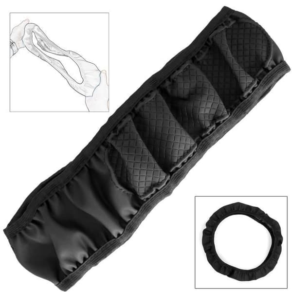 C Universal Svart Mikrofiber Läder Rattöverdrag - 37-38cm - Halkfritt