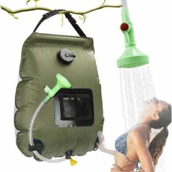 Camping solardusch, bärbar solardusch, 20L hopfällbar vattenpåse för utomhusbruk med vändbart duschhuvud
