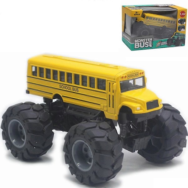 Skolebuss Monstertrucks Støpt 1:43 Gul Leker Biler Modeller Metall Trekk Tilbake Lekebiler For Barn