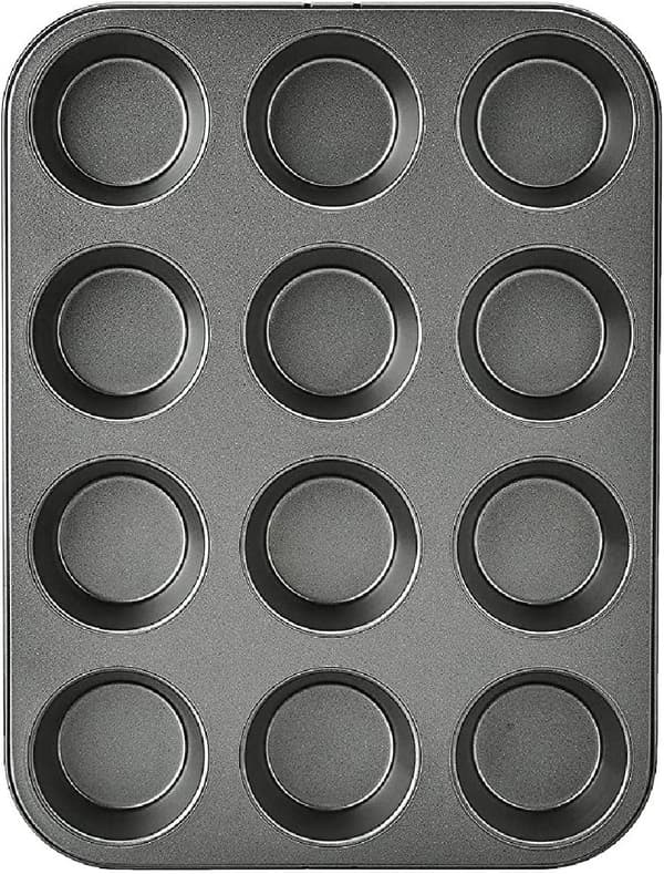 Non-stick rund muffinsform i kulstofstål, 2-pak, grå