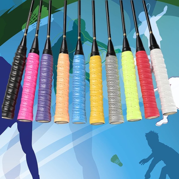Racketgrepp, 10 PACK PU Racketgrepp, Superabsorberande & Supersvettig Tennis Badminton Squash Rackets Overgrip, 10 Färger