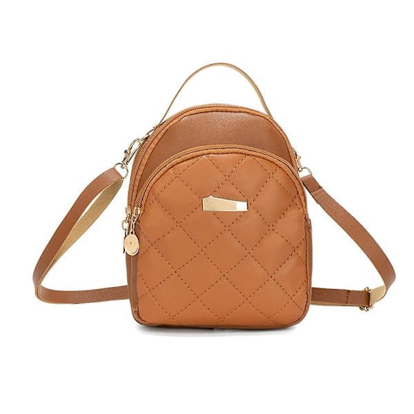 Piger Casual Daypack Kvinder Pu Læder Rygsæk Studerende Lille Skolerygsæk Brown