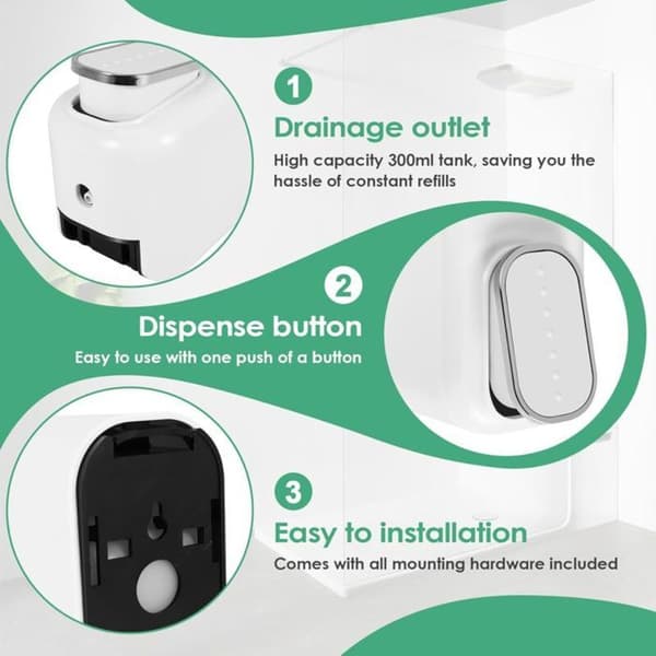 Väggmonterad tvåldispenser - 350 ml - Duschschampodispenser - För badrum, kök, kontor - PZCC
