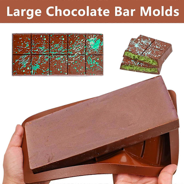 Chokoladeforme Silikon Dyb, 25 x 13,5 cm Chokoladebar, Dyb Chokoladeform, til Fremstilling af Chokoladebarer, Praliner 3 PCS