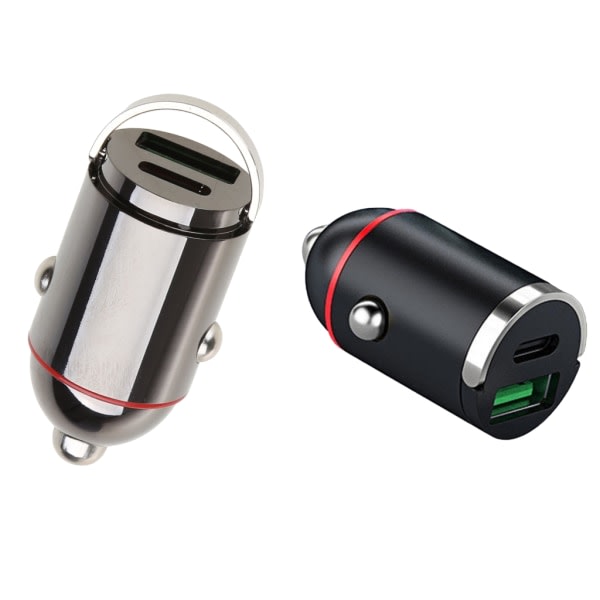 Bil hurtiglading adapter for mobiltelefon nettbrett dashcam USB & PD30W/65W Type-C dobbelport strømuttak skjult billader