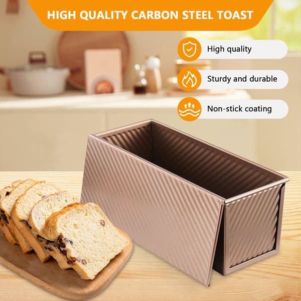 LUE Brødform med låg - 1 stk, 1000g dej, kulstofstål, non-stick, ventilationshuller - Velegnet til brød. Etiket
