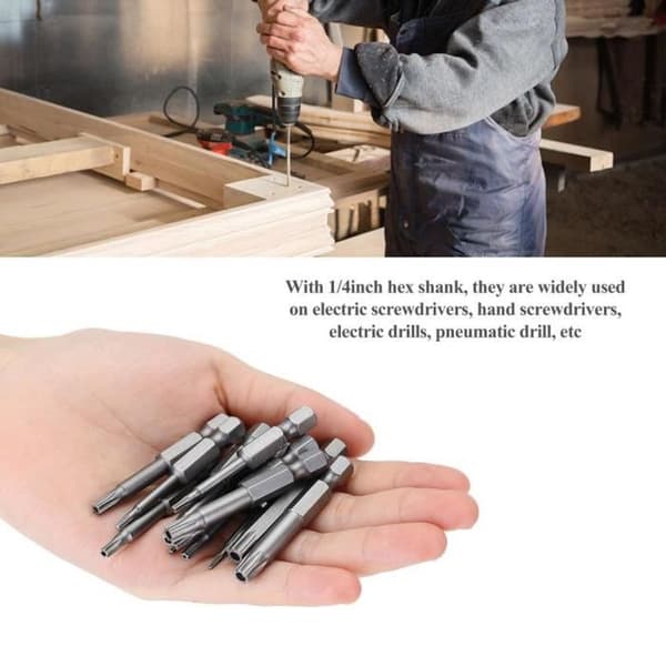 Skrutrekkerbits 12 stk 50 mm hule magnetiske Torx-hode elektriske skrutrekkerbits
