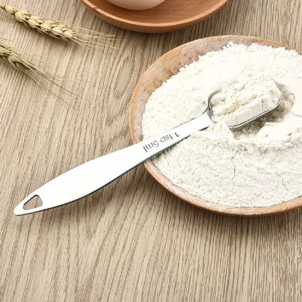 Mätmått i metall Robusta rostfria mått för torra eller flytande ingredienser, passar i kryddburk, set om 6