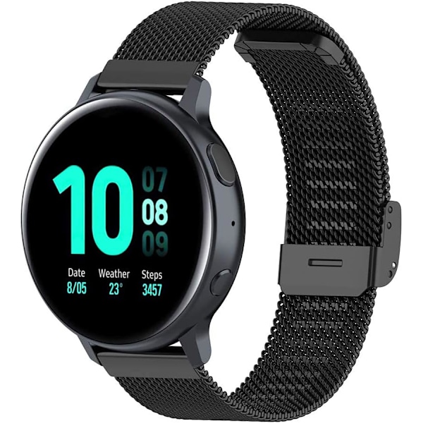 Mesh-vævet metalurrem til mænd og kvinder, universel rem til smartwatches og Seiko-ure 18 mm sort