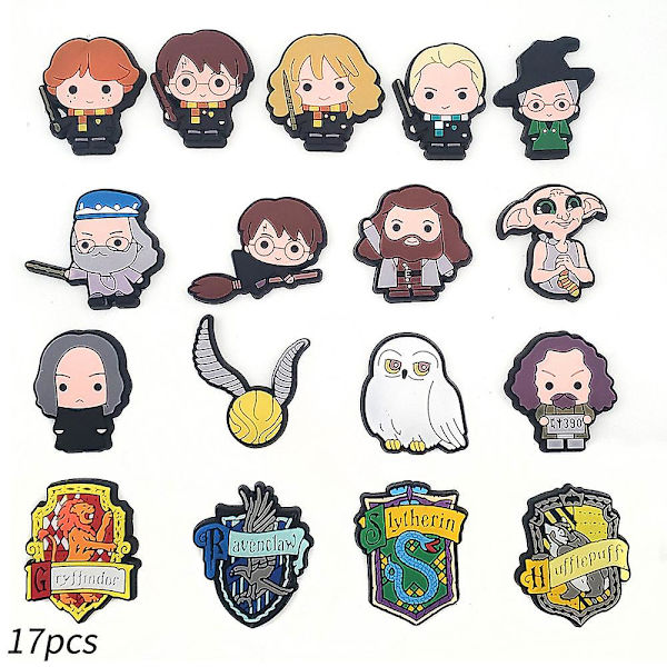17 kpl Harry Potter -kenkäkoristetta Croc-tukkiin, kenkien koristeluun lapsille, pojille, tytöille, miehille ja naisille, syntymäpäivälahjat
