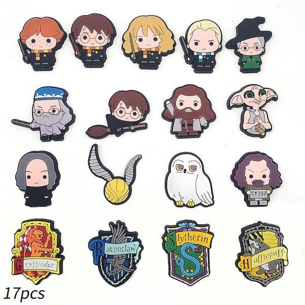 17 stk Harry Potter sko charms for Croc clog sko dekorasjon for barn gutter jenter menn kvinner bursdagsgaver