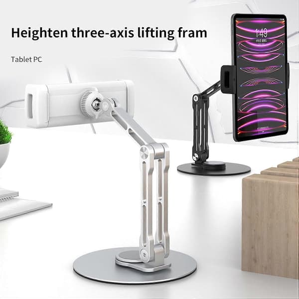 Justerbart Tablet Pad Stativ 360° Vridbart Fäste Lång Arm Vikbart Tabletthållare Klämma Skrivbordsdisplay Rack Tablet Support Stativ Fäste För Knä För Säng