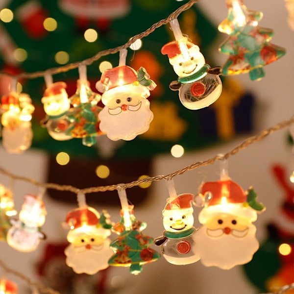LED-lysstreng med julemotiv - Julemand, Snemand, Rendeer - Festlig atmosfære - Batteri & USB - Juletræspynt T 2M 10led USB