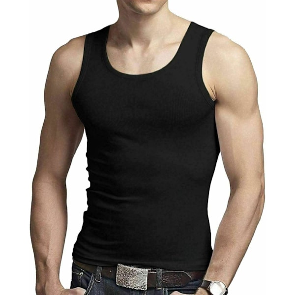 Herr T-shirt i bomull, tank top, ärmlös, enfärgad, andningsbar, slim fit, sommartopp, väst, vardagskläder, träningskläder för män, enkel passform XL