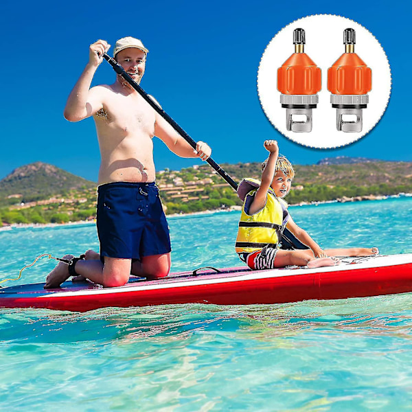 2-pack Uppblåsbar Båt Sup Pump Adapter Luftpump Konverterare Inflator Huvudkontakt, Orange