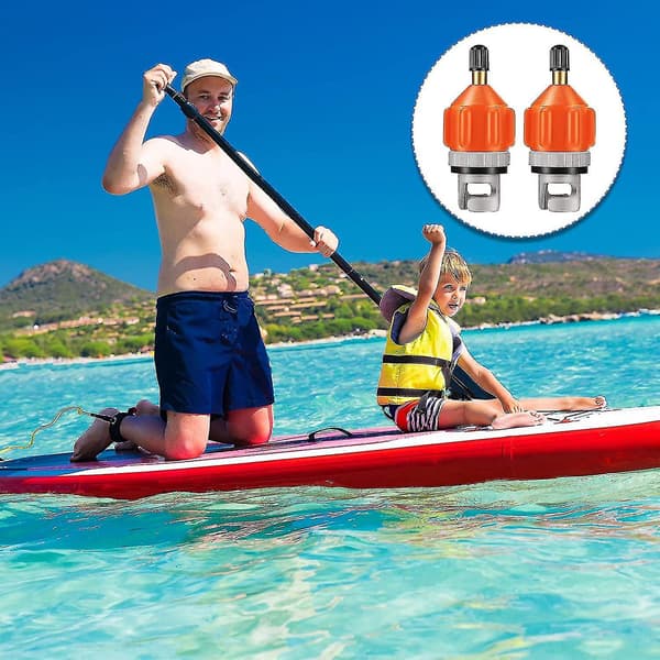 2-pak Oppblåsbar Båt Sup Pump Adapter Luftpumpe Konverterer Inflator Hodekontakt, Oransje