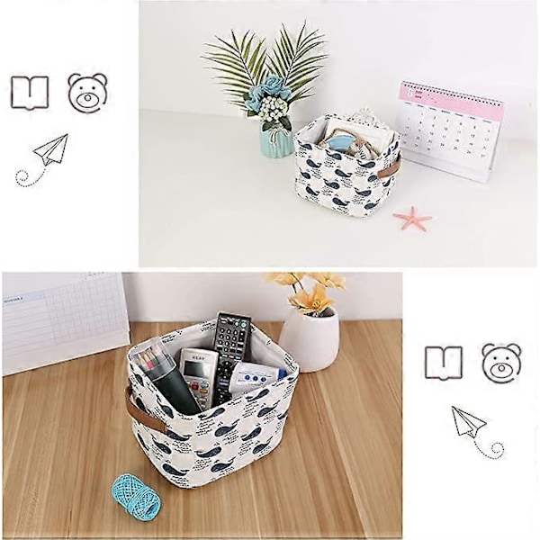 4 Mini Säilytyskorin setti, Käytännöllinen Säilytyslaatikko Pellavakangas Laatikko Kokoontaitettava Työpöydän Säilytyskori Hyllyille
