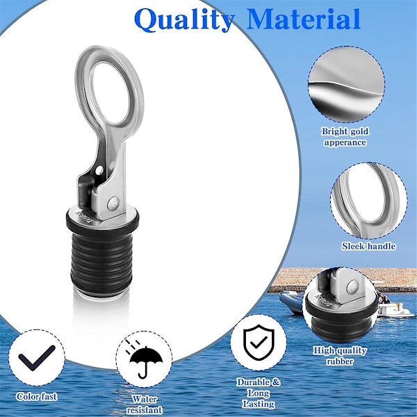2 stk Båtplugger Snap Håndtak Avløpsplugg for 1 Tomme Diameter Marine Båt Avløp Twist Plugg Marine Båt Gummi Plugg