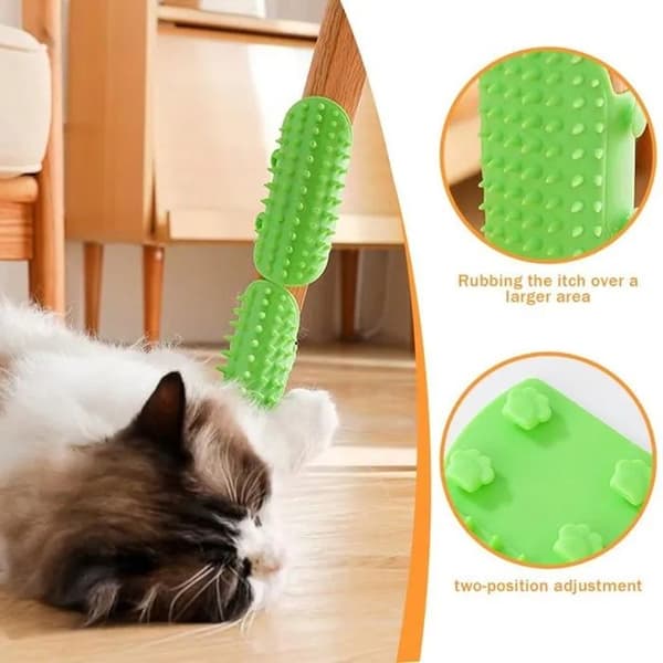 Silikonborste för kattvård, dubbelremfäste, 16x12 cm, 3-pack, Anti-hår Massage Kliande Grön