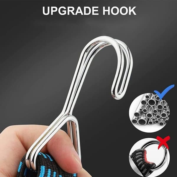 2 universale 4m elastiske stropper for bagasje, for bil og sykkel (blå, svart)