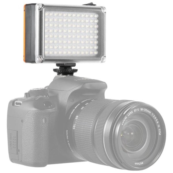 Bärbar LED-kameralampa med 2x färgfilter Svart