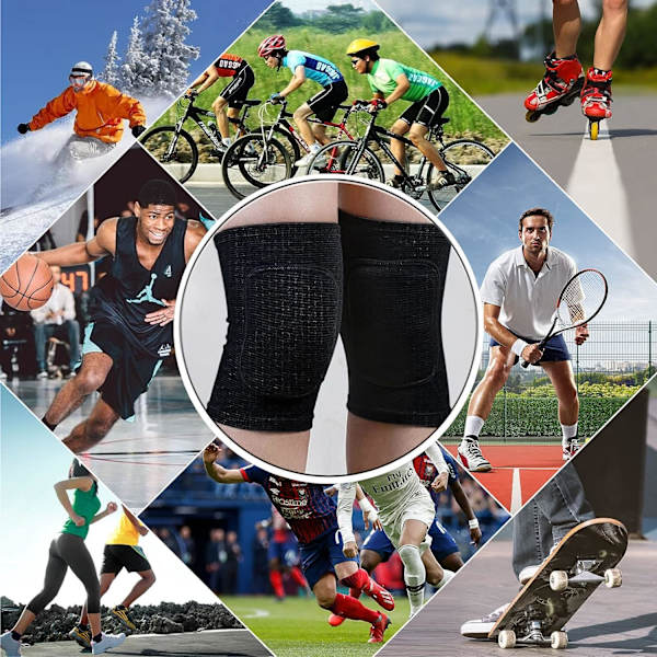 Knäskydd för volleyboll för dansare, mjuka andningsbara knäskydd för män kvinnor barns knän skyddande, löpning cykling träning (Medium-Svart)