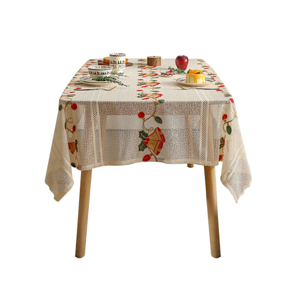 Juledug med broderet blonder 140x100/140x200/140x240/140x330cm valgfri Vinterfest rektangulær egnet til julepynt 140*220 Bell tablecloth