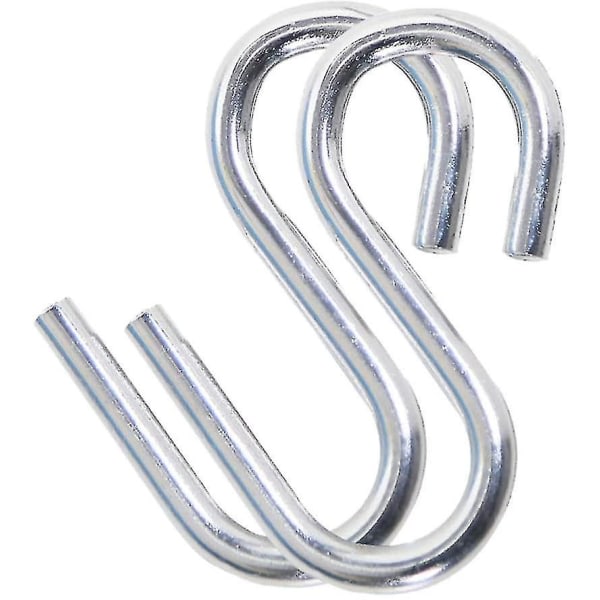 S-formade krokar i rostfritt stål för tunga laster, bärbara krokar för resor, fiske och vandring (2 stycken, silver)