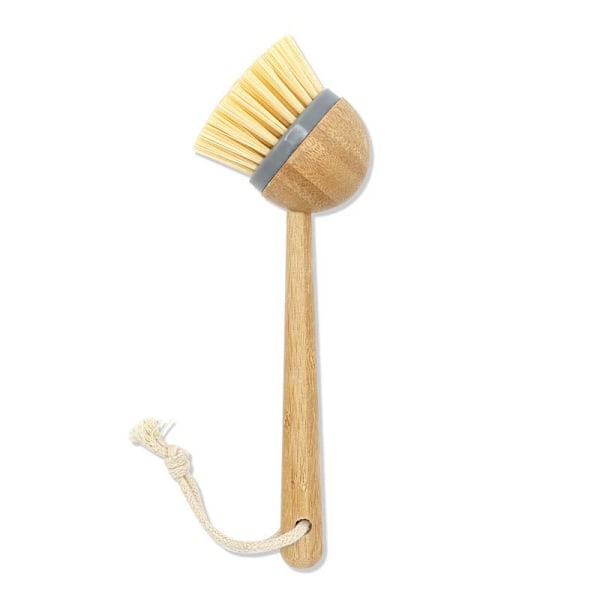 Diskborste med naturlig bambufinish, klassisk retrostil, natur & grå, grå/trä, 22 x 7 x 6 cm