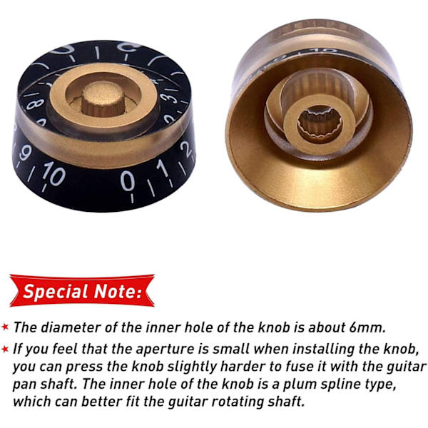 4 st Amber Top Hat Style 6mm gitarrkontrollknoppar för elektrisk gitarr bas volymkontrollknopp, radiodelar ersättning KNOB-S32