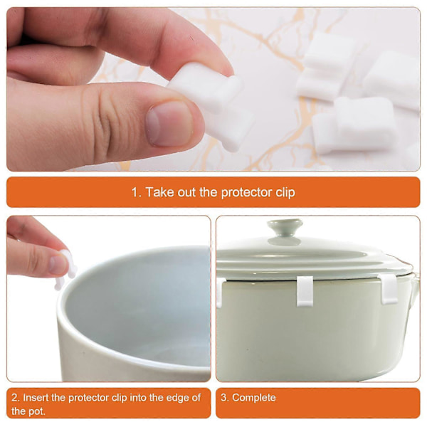 Beskyttelsesklips for lokk til nederlandsk ovn for Le Creuset, Staub & Tramontina støpejernsgryter - Forhindrer flising og riper white 12pcs