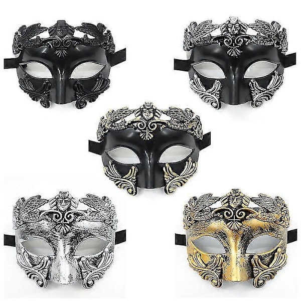 Antik Grekisk Spartansk Krigare Romersk Maskeradmask Män Venetiansk Mask Bröllopsmask Maskerad Mask Bröllopsmask Burlesk Maskeradfest Gold