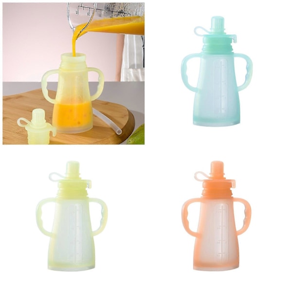 Gjenbrukbar Matposefyller for Spedbarn Babymat Puree Maker Klem Mat Oppbevaringspose Multifunksjon Oransje Orange