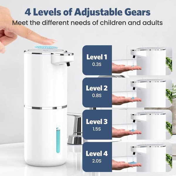Automatisk sæbedispenser, 380 ml sæbedispenser med infrarød bevægelsessensor, USB genopladelig, IPX5