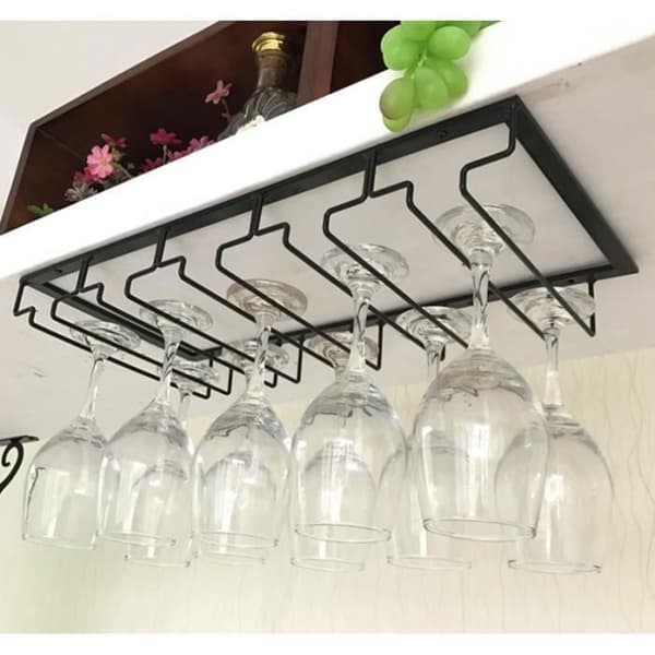 Hängande Glasställ - 50cm - Svart - 10 Platser - Samtida Design